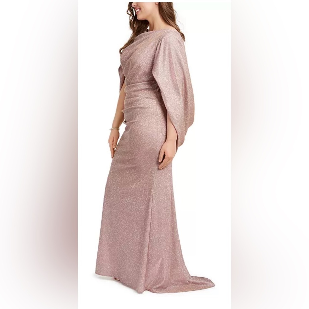 Betsy & Adam's plus size gown pink, gold shimmer! Formal wedding, Like new!
